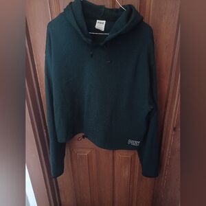 PINK Victoria's Secret Women's Dark Green Hoodie Sweater